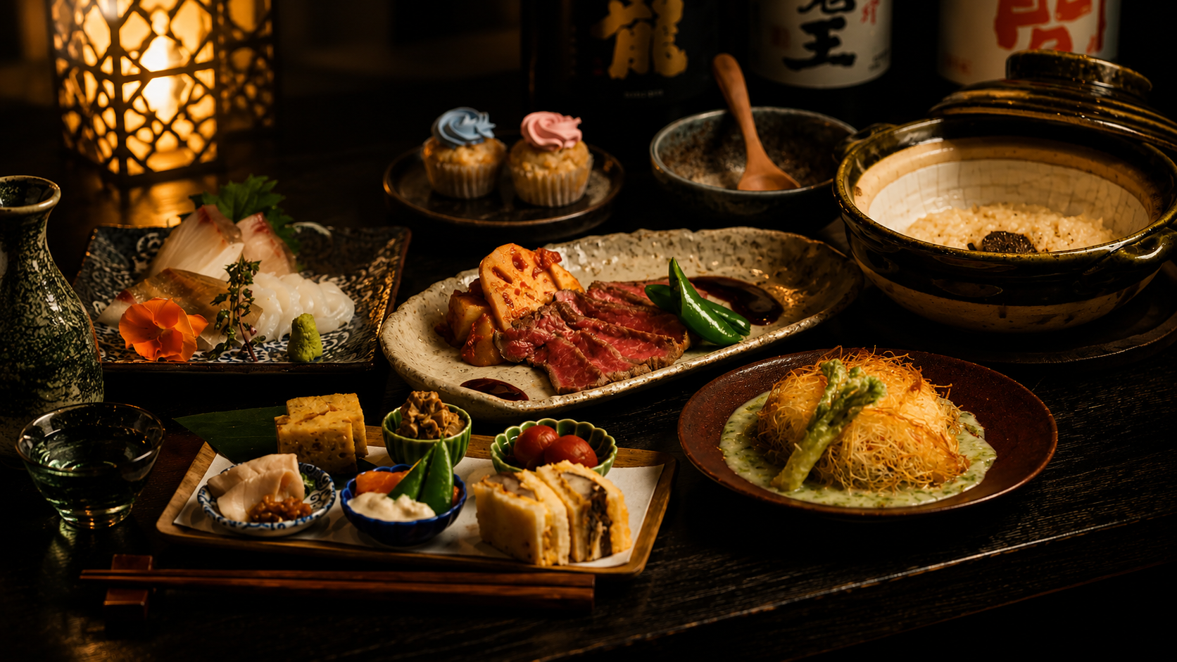 会席風の料理盛り合わせ
